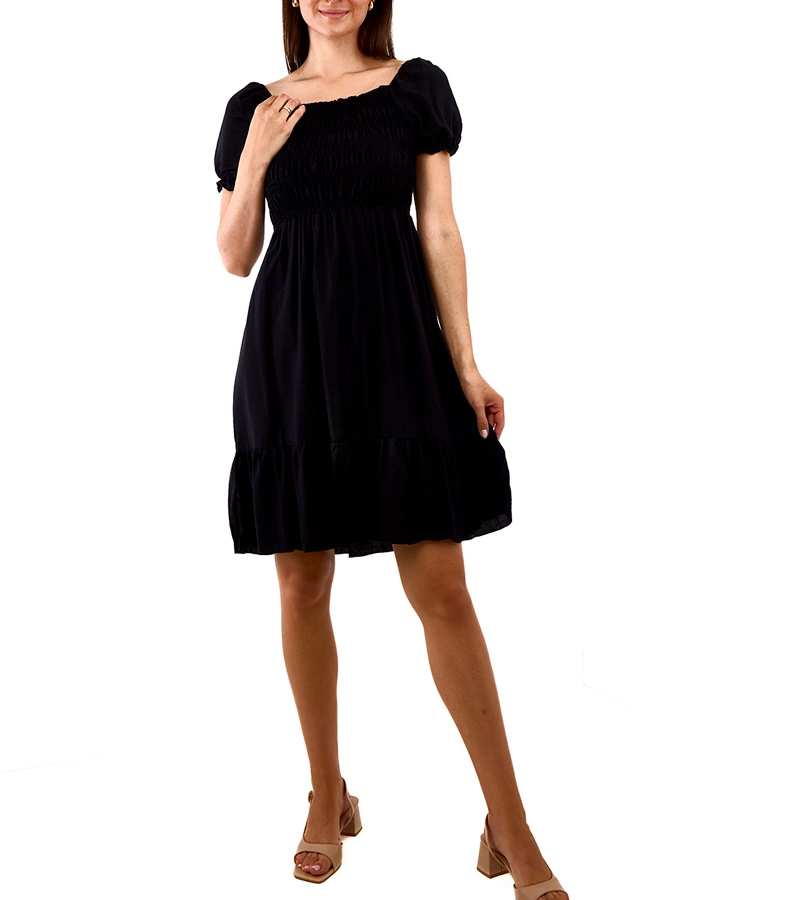 Czarna sukienka mini z marszczeniem