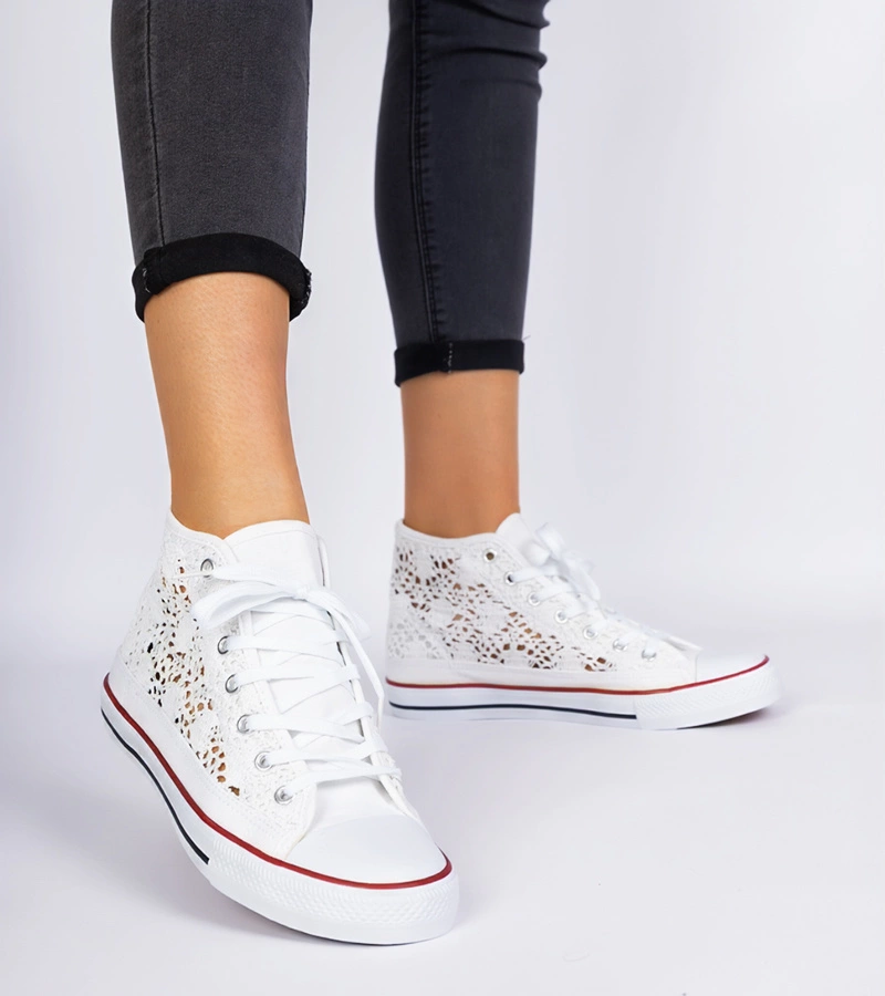 Hers Białe trampki damskie ażurowe