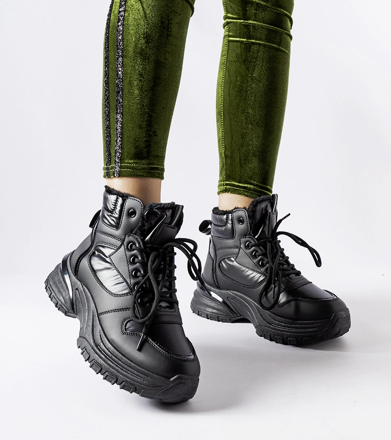 Czarne ocieplane sportowe buty zimowe