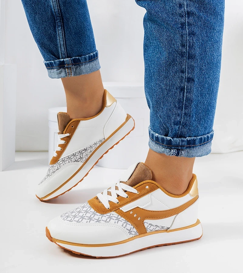 Casualowe biało-brązowe sneakersy