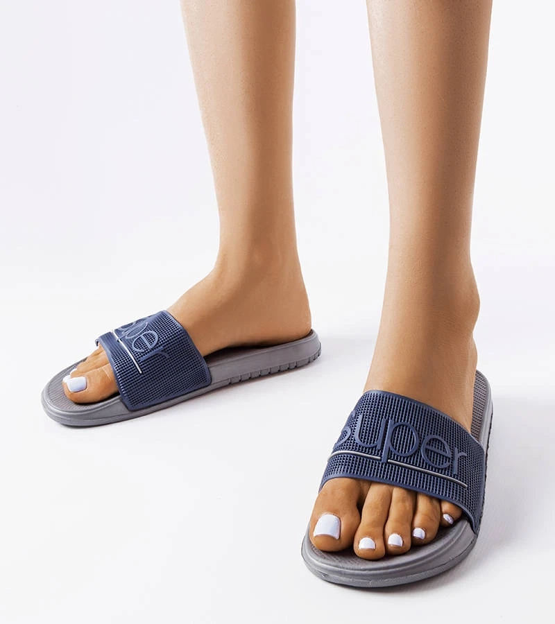 Hers Szare gumowe klapki