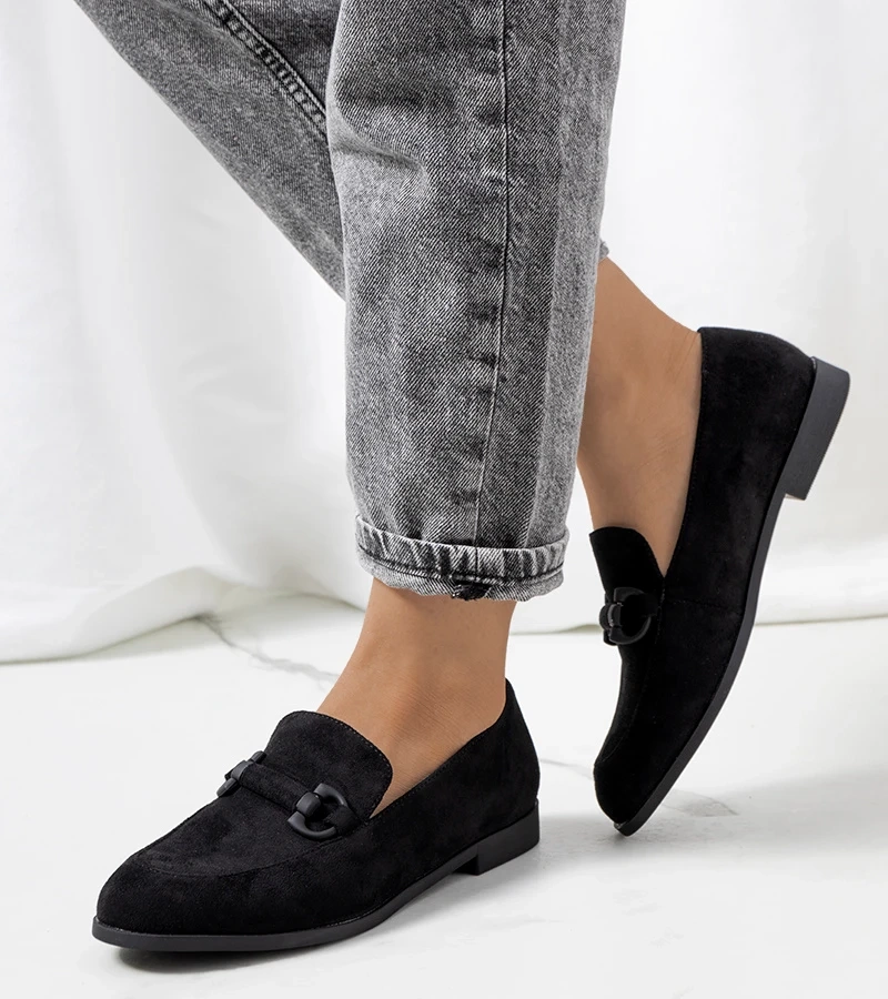 Zamszowe czarne mokasyny