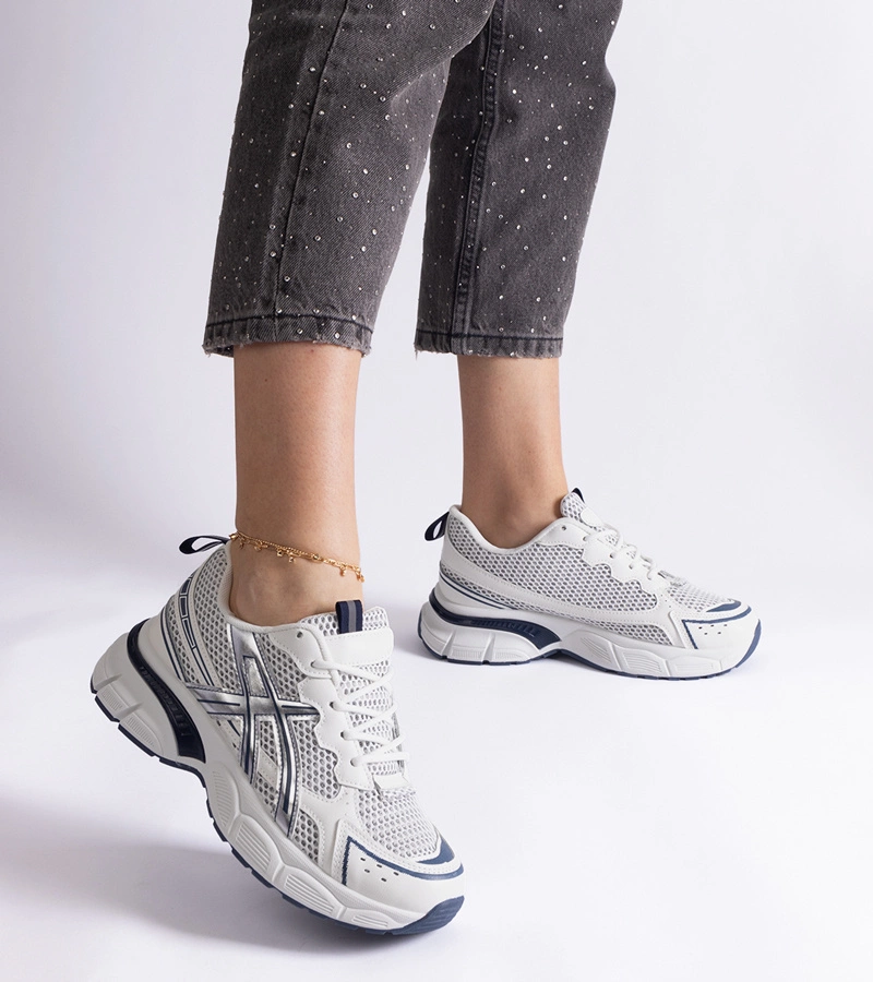 Hers sneakersy damskie niebieskie sportowe z cechami szczególnymi