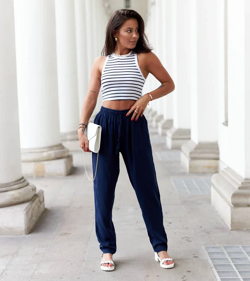 Granatowe szerokie spodnie