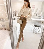 Beżowe elastyczne spodnie