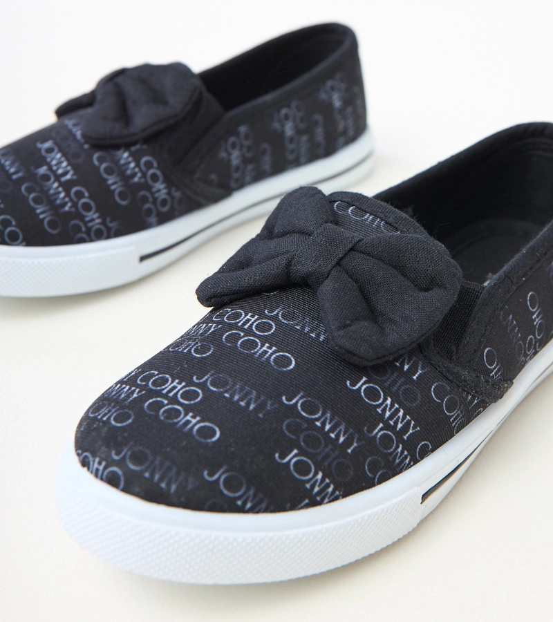 Hers Czarne tenisówki dziecięce z kokardką