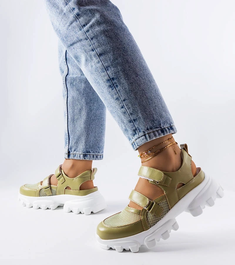Sneakersy zielone zapinane na rzepy