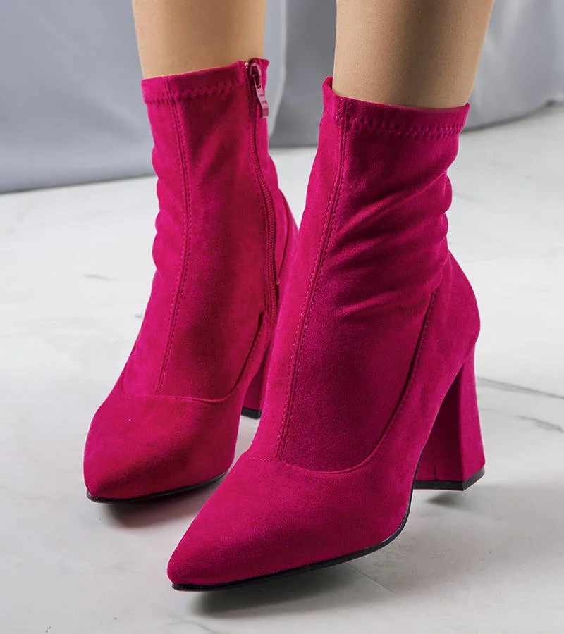 Różowe botki z eko-zamszu