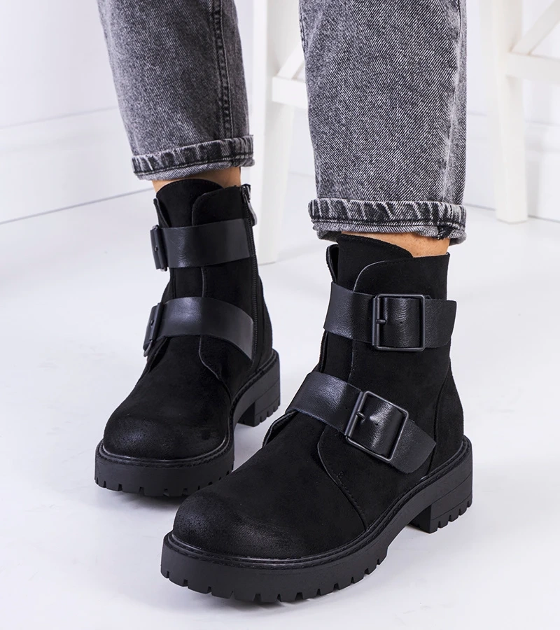 Czarne botki eko-zamsz