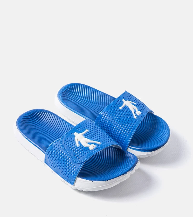 Biało-niebieskie gumowe klapki dziecięce