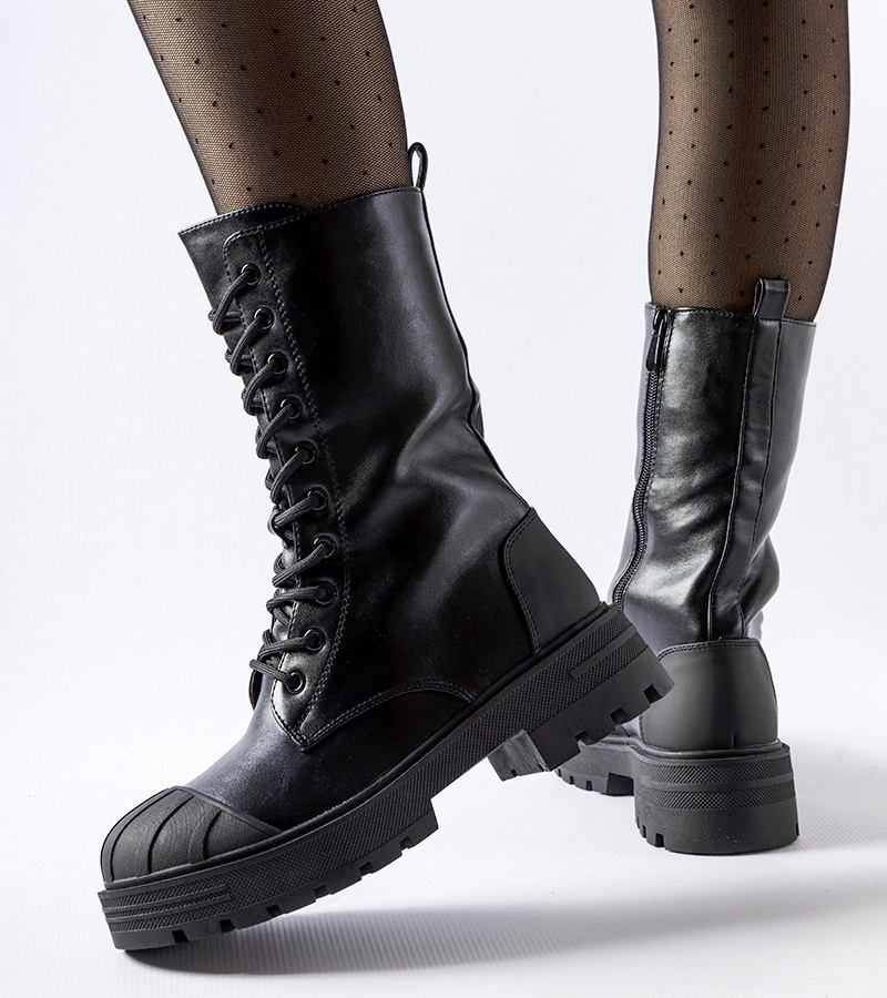 Czarne ocieplane workery damskie