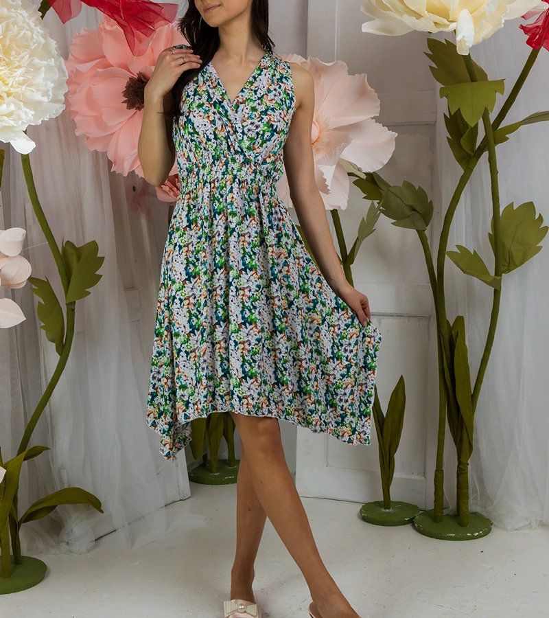 Hers Zielona sukienka w kwiaty