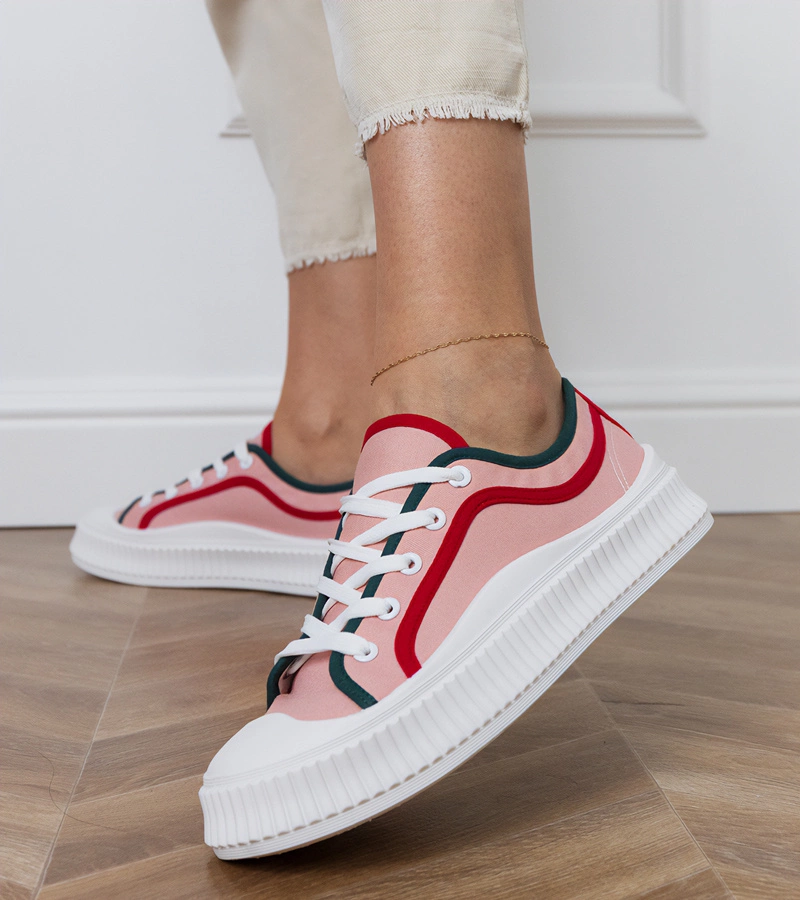 Hers Różowe trampki damskie na platformie