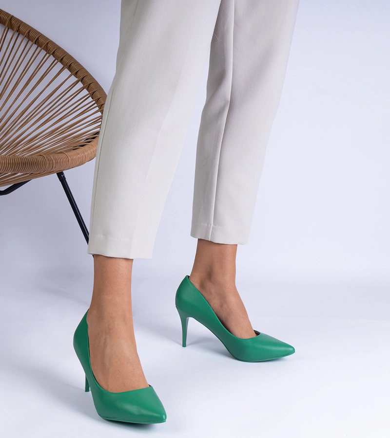 Hers Zielone klasyczne czółenka z ekoskóry