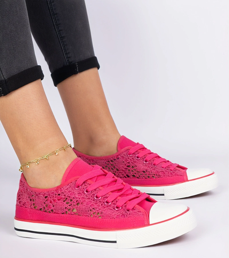 Hers Różowe trampki damskie ażurowe