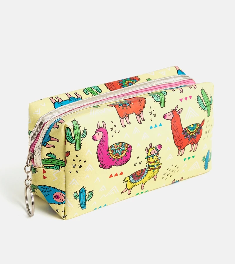 Żółta kosmetyczka w lamy