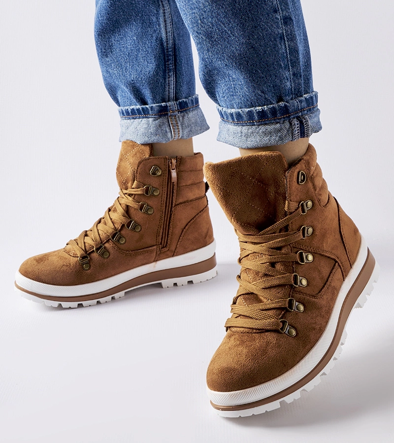 Karmelowe ocieplane buty trekkingowe