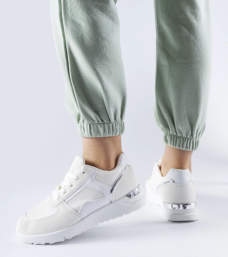 Hers Białe sneakersy z łączonych materiałów