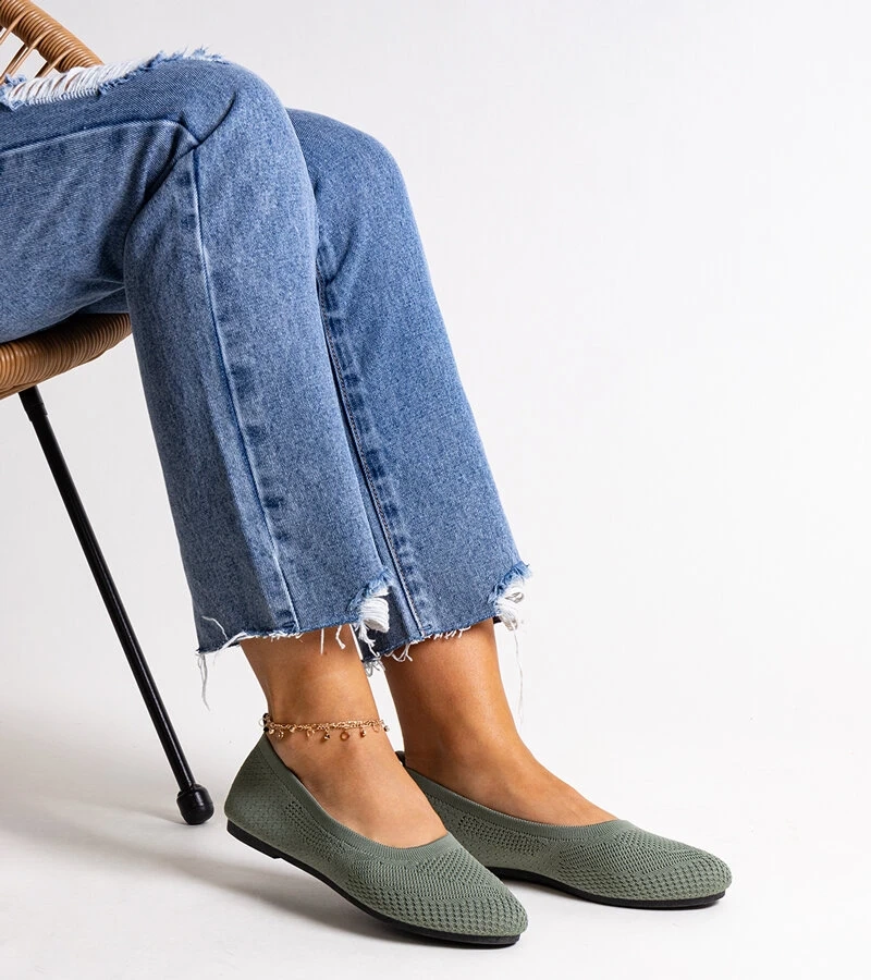 Zielone baleriny materiałowe