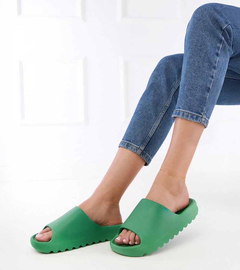 Hers Zielone klapki damskie gumowe
