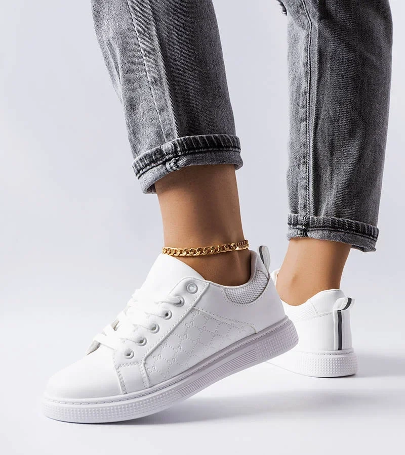 Białe sznurowane sneakersy