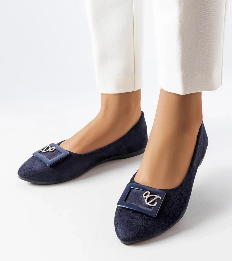 Granatowe balerinki z eko-zamszu
