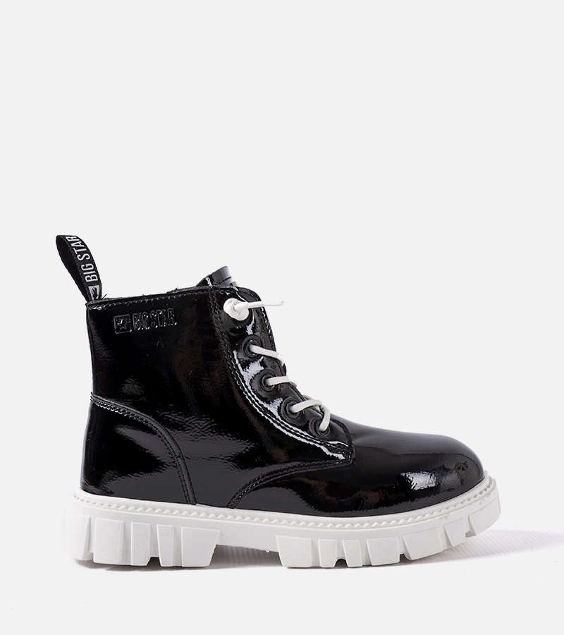 Czarne lakierowane botki Big Star MM374147