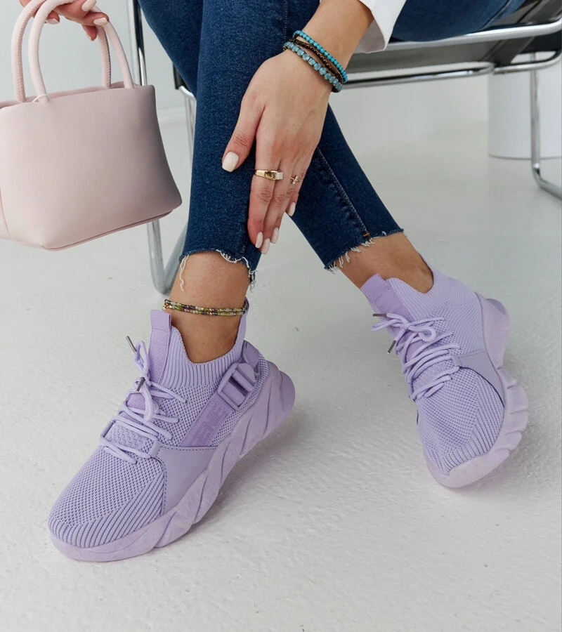 Fioletowe lekkie sneakersy sportowe
