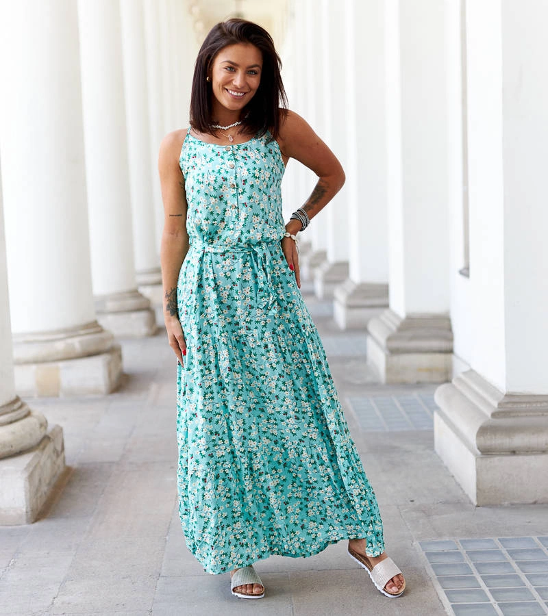 Zielona sukienka w kwiaty