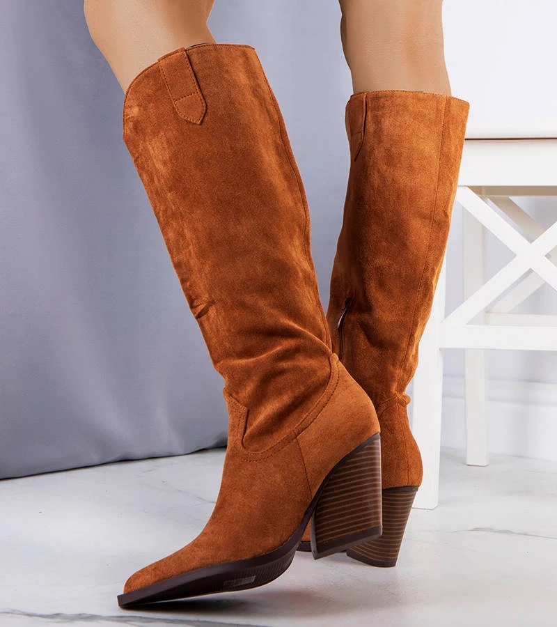 Hers Brązowe kozaki typu kowbojki