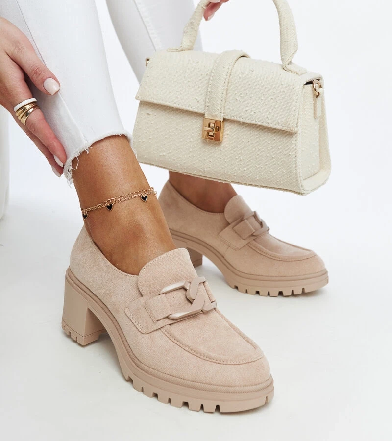 Beżowe półbuty ze skórzaną wkładką Vinceza