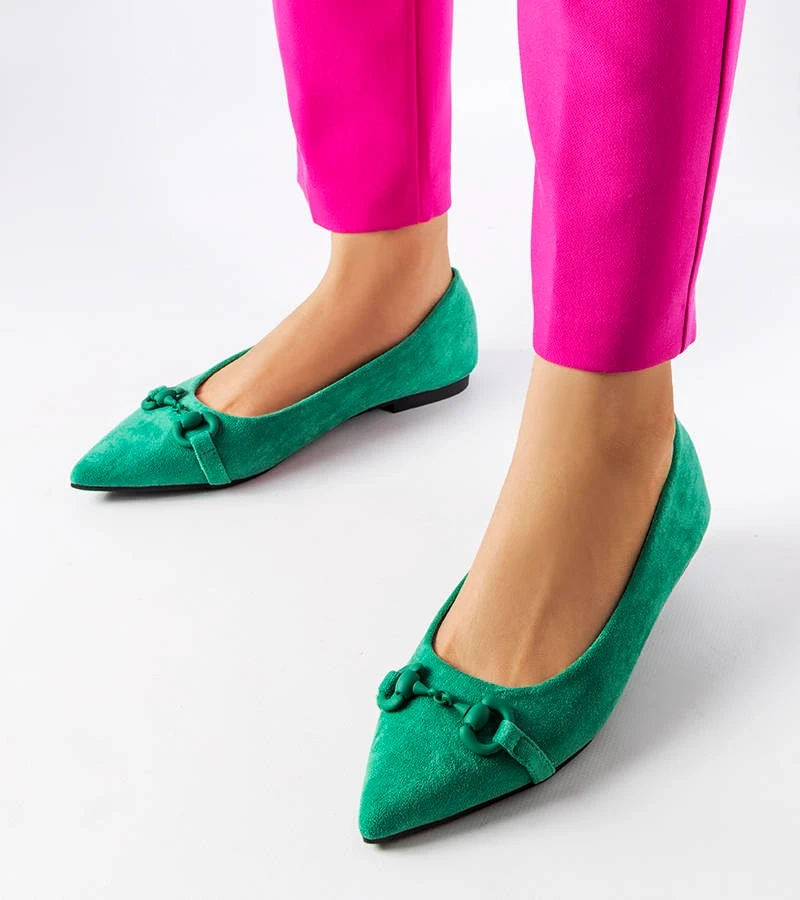 Zielone balerinki z eko-zamszu