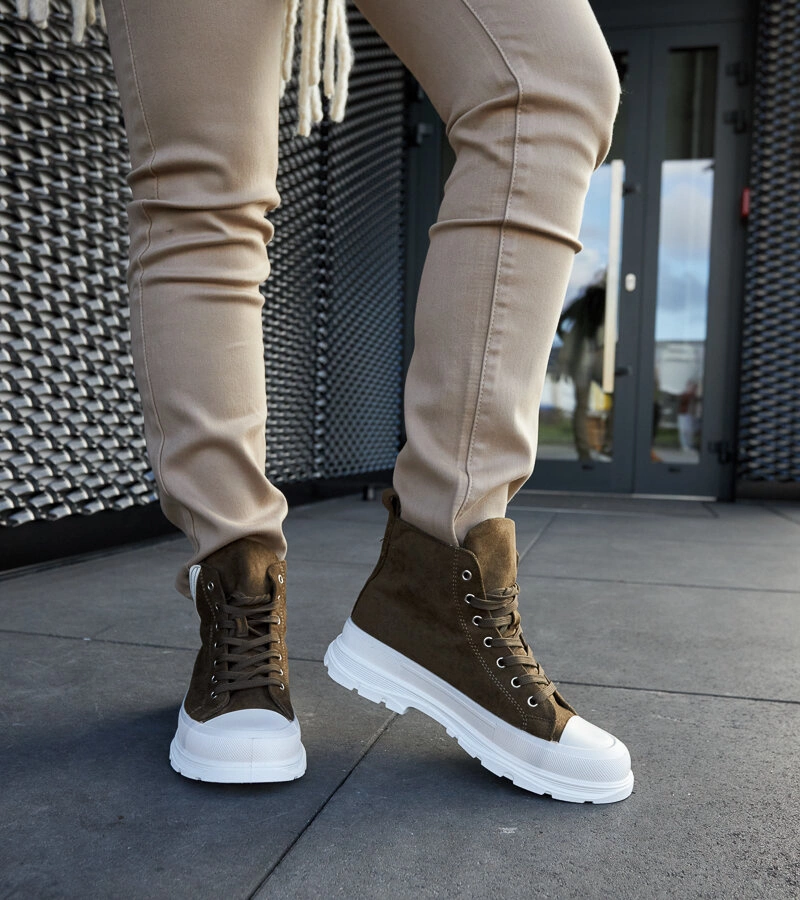 Zielone trampki za kostkę na platformie