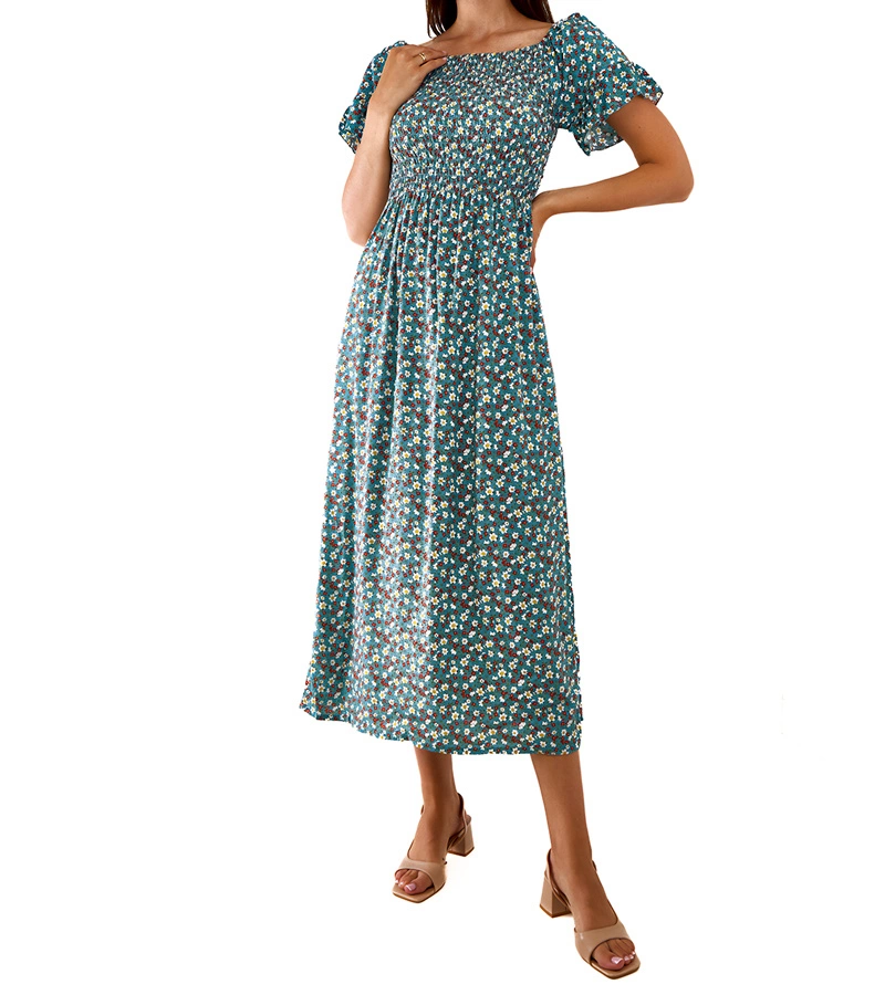 Hers Niebieskie sukienka maxi w kwiatki