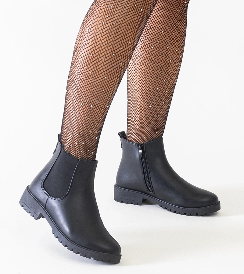 Hers Czarne klasyczne casualowe botki z eko-skóry