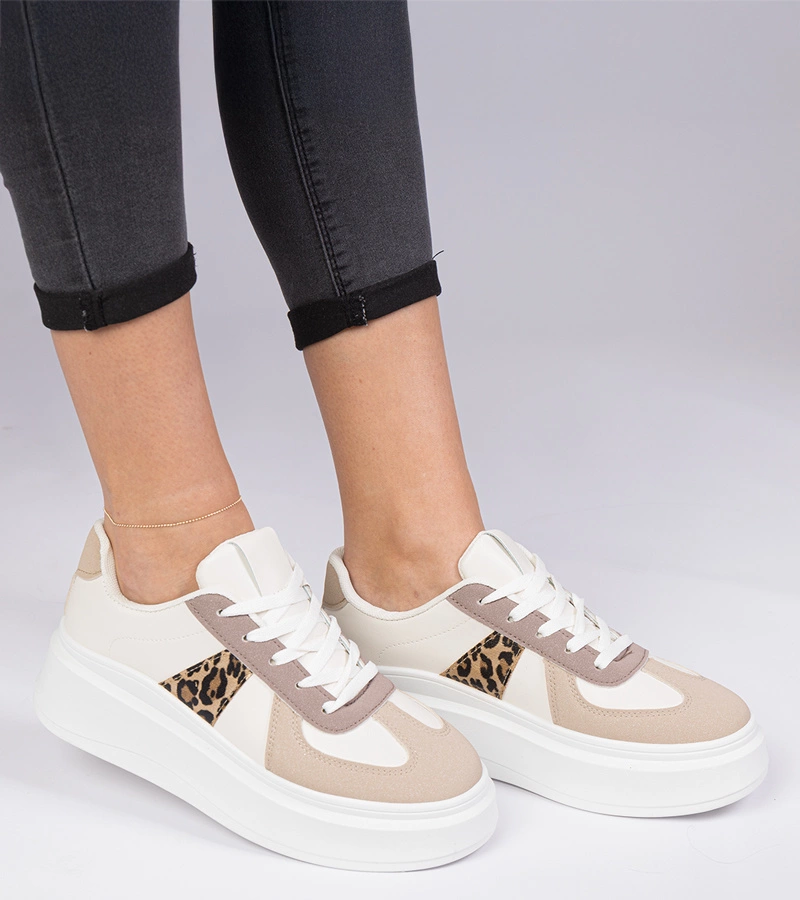 Hers Brązowe sneakersy trampki na platformie