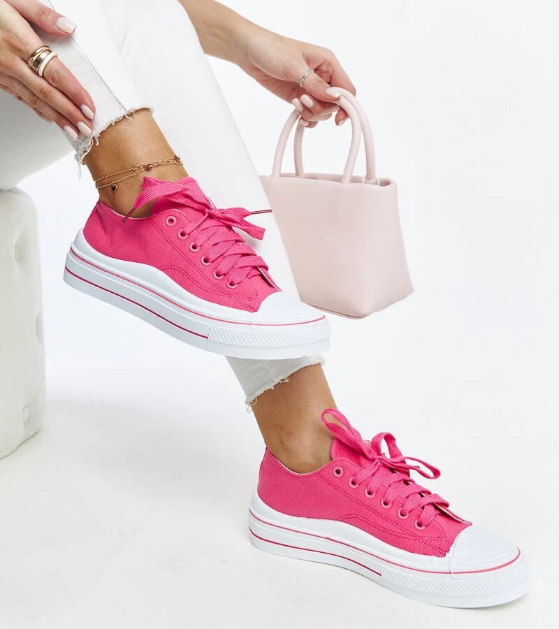 Ciemnoróżowe trampki na platformie