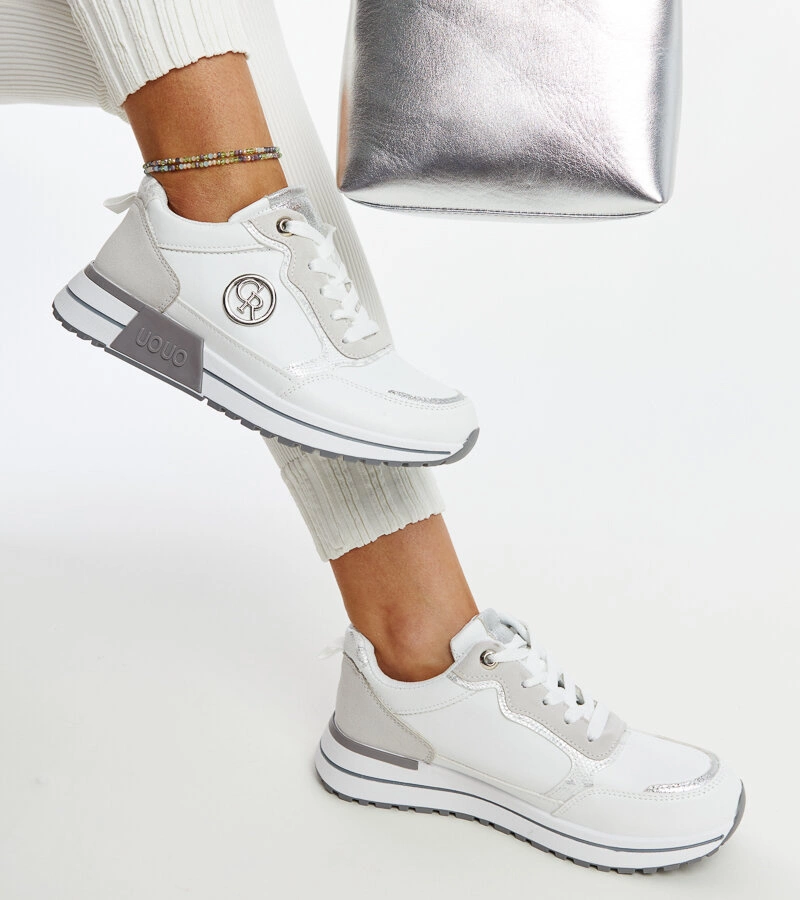 Biało-szare sneakersy na platformie