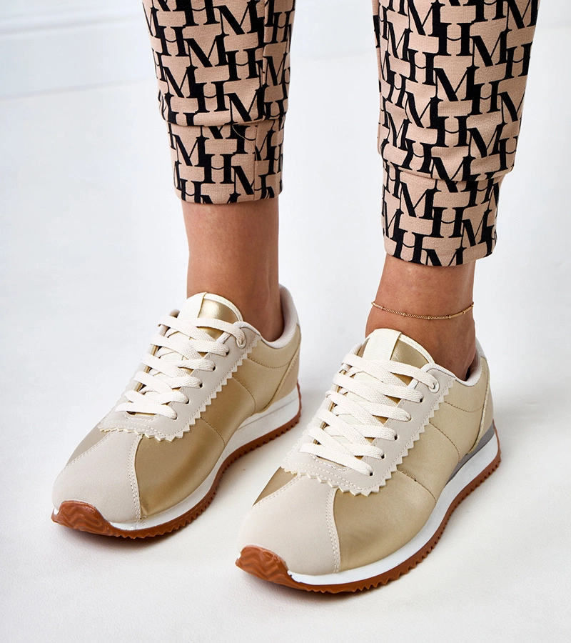 Hers Beżowe sneakersy z beżową wstawką damskie
