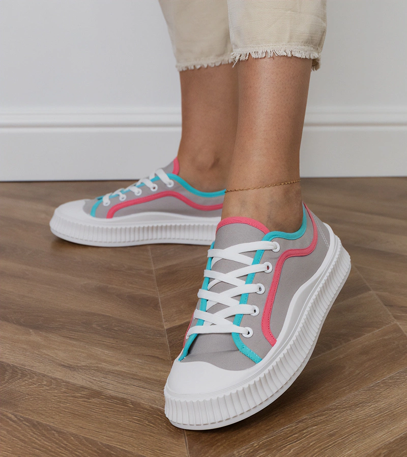 Hers Szare trampki damskie na platformie