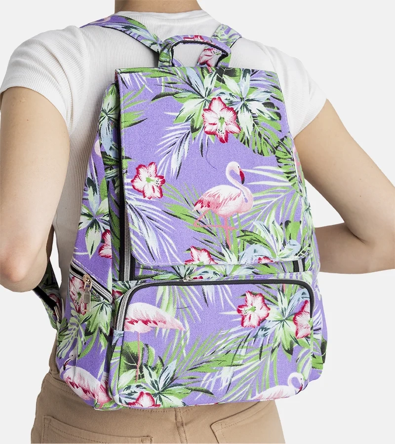 Fioletowy plecak w kwiaty