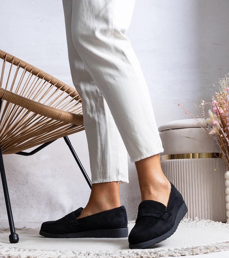 Hers Zamszowe czarne mokasyny