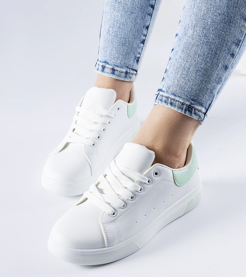 Hers Biało-zielone sneakersy