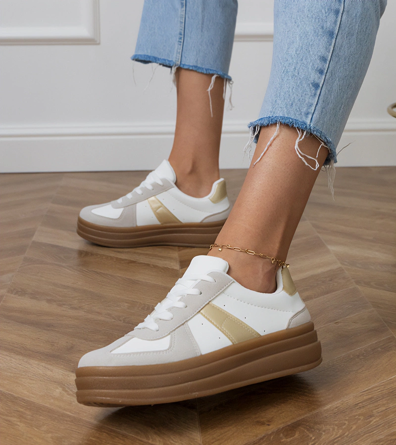 Hers Białe sneakersy damskie na platformie