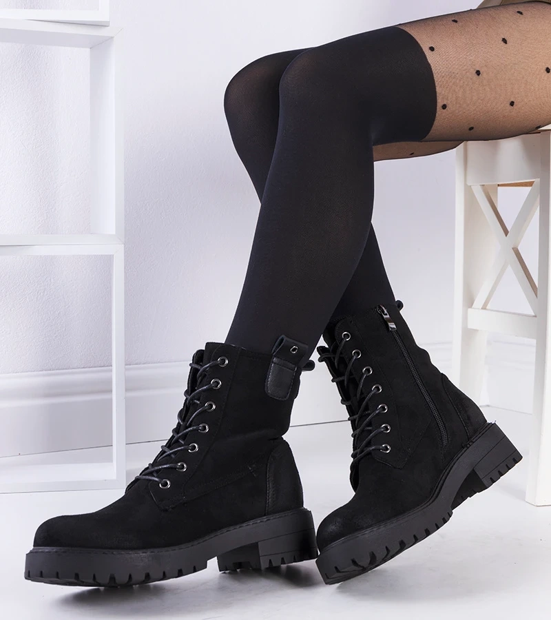 Czarne botki eko-zamsz