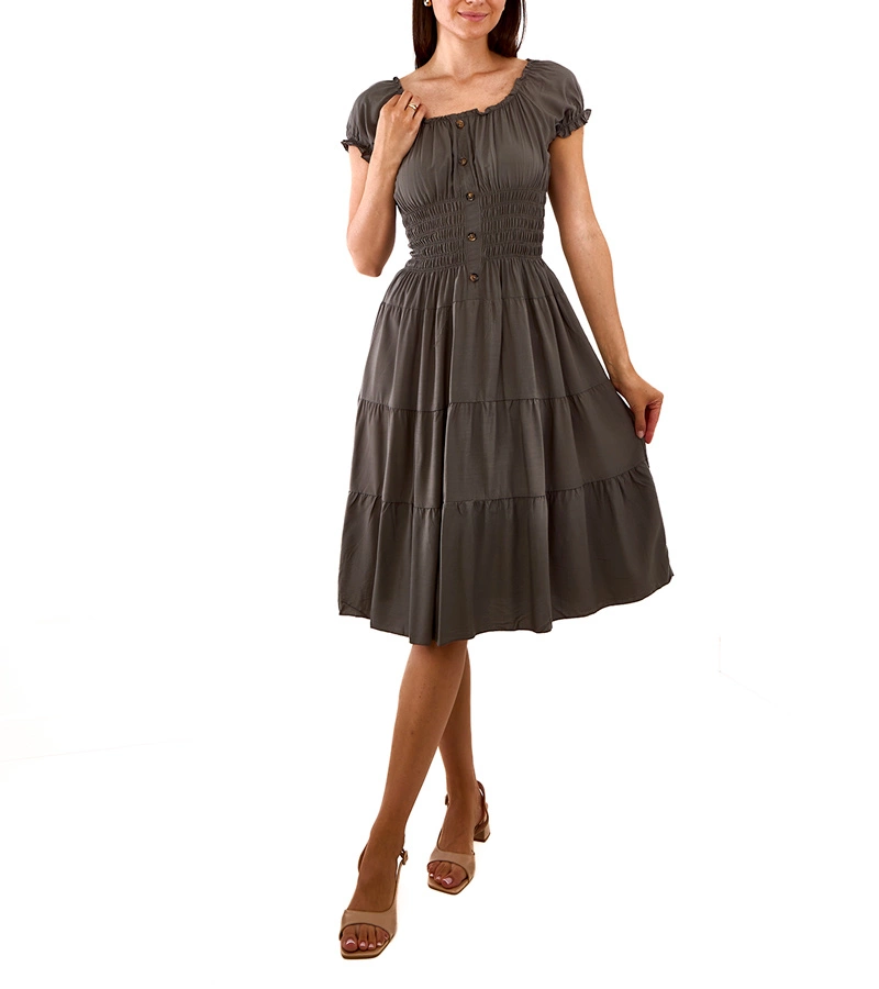 Hers Zielona sukienka z marszczeniem