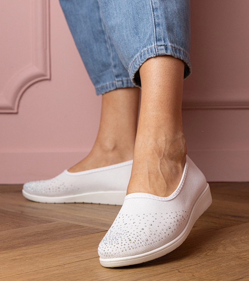 Hers Białe damskie tenisówki z cyrkoniami