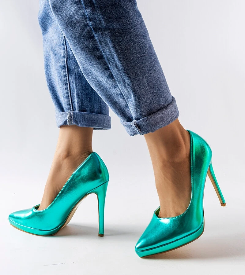 Zielone lustrzane szpilki lustrzane