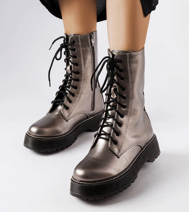 Brązowe metaliczne ocieplane workery