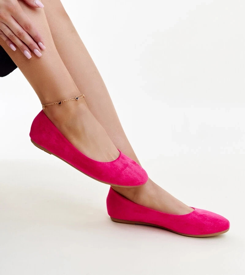 Różowe baleriny z eko zamszu